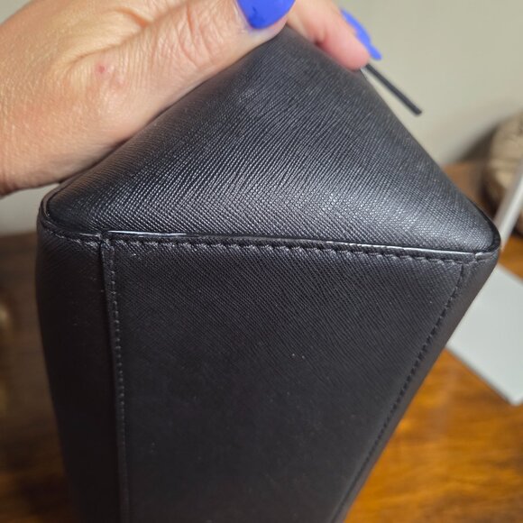 EUC Kate Spade Saffiano Leather Satchel bag Black 2way - Picture 10 of 14